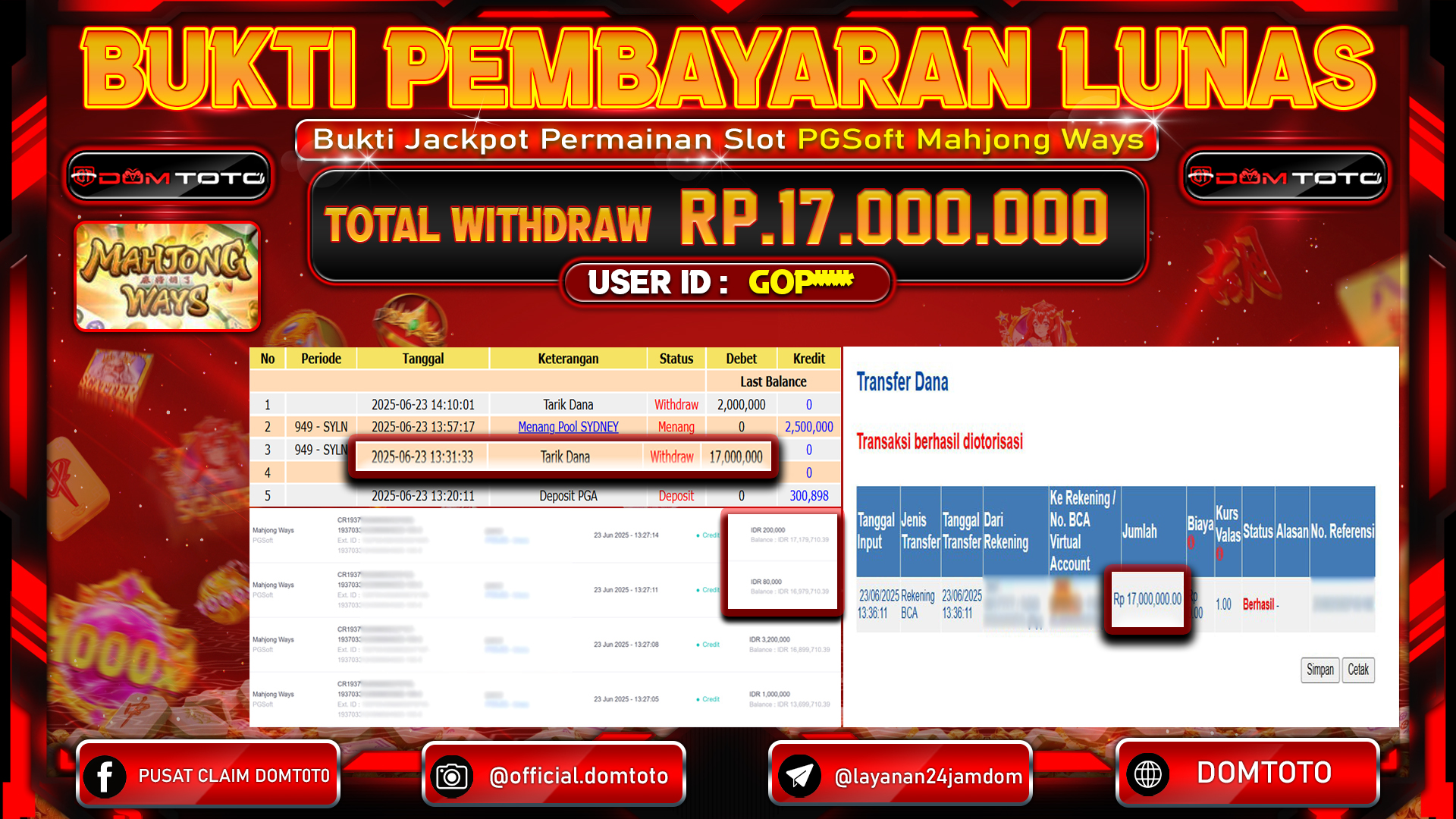 JACKPOT SLOT MAHJONG WAYS 23  JUNI 2025